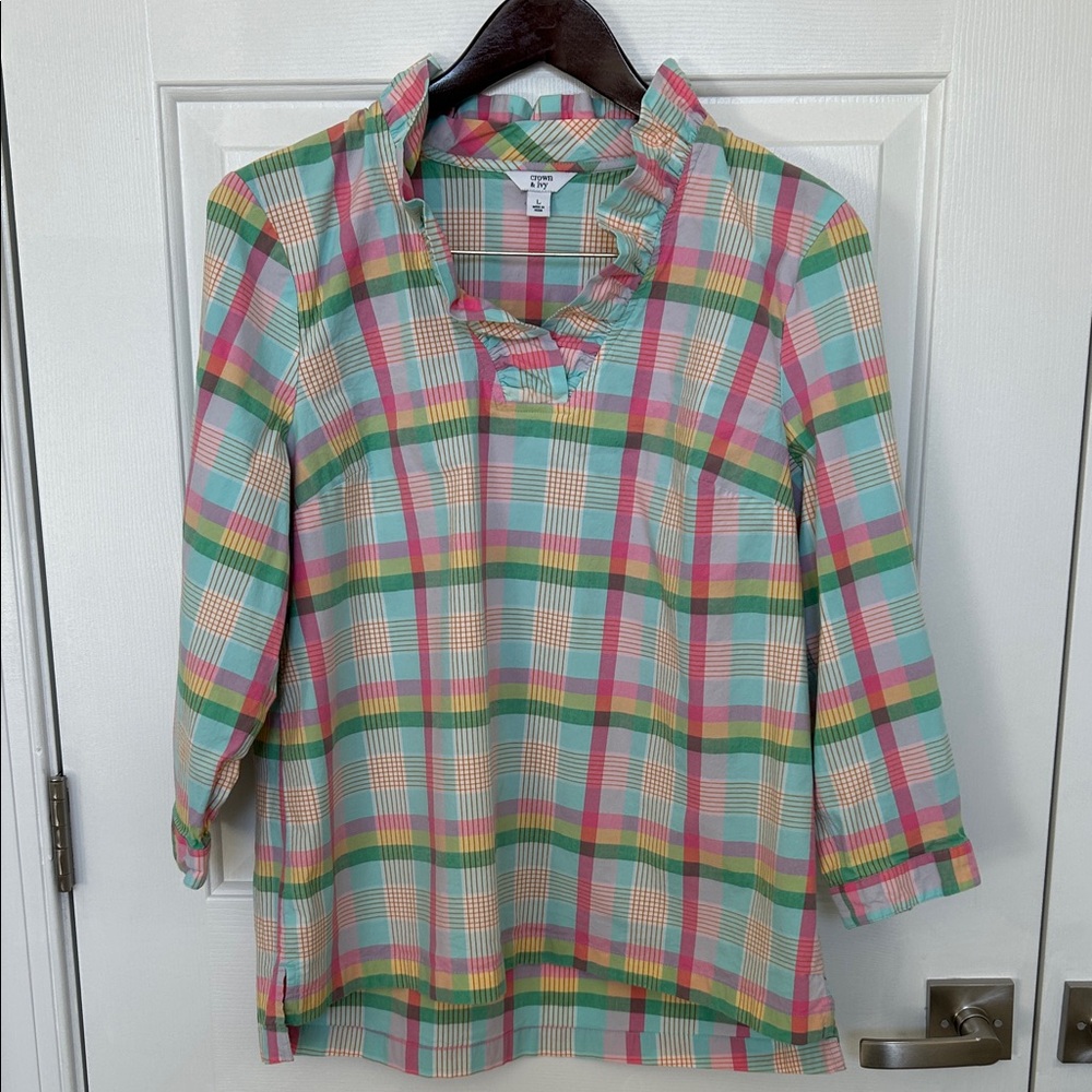 Crown & Ivy Multicolor Plaid Blouse